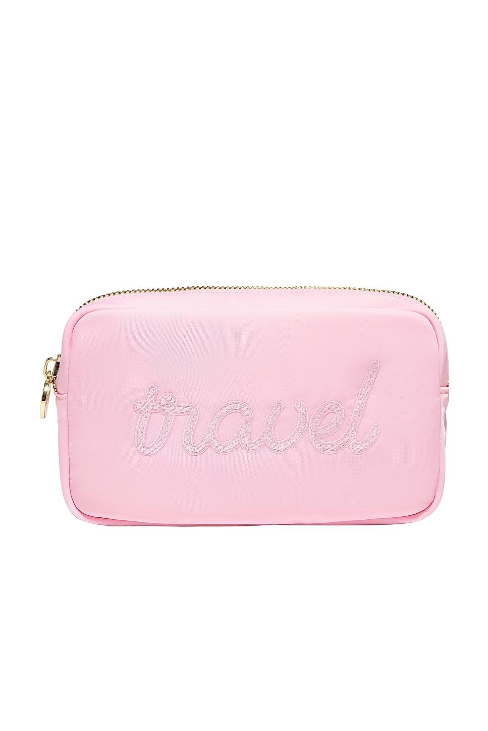 "travel" embroidered small pouch
