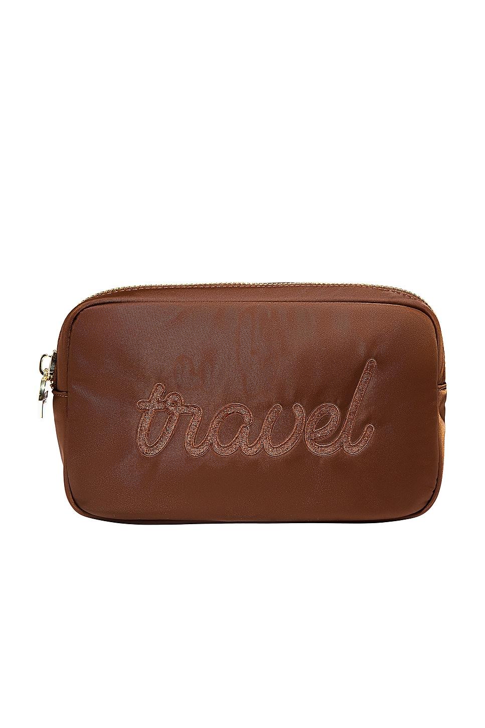 "travel" embroidered small pouch
