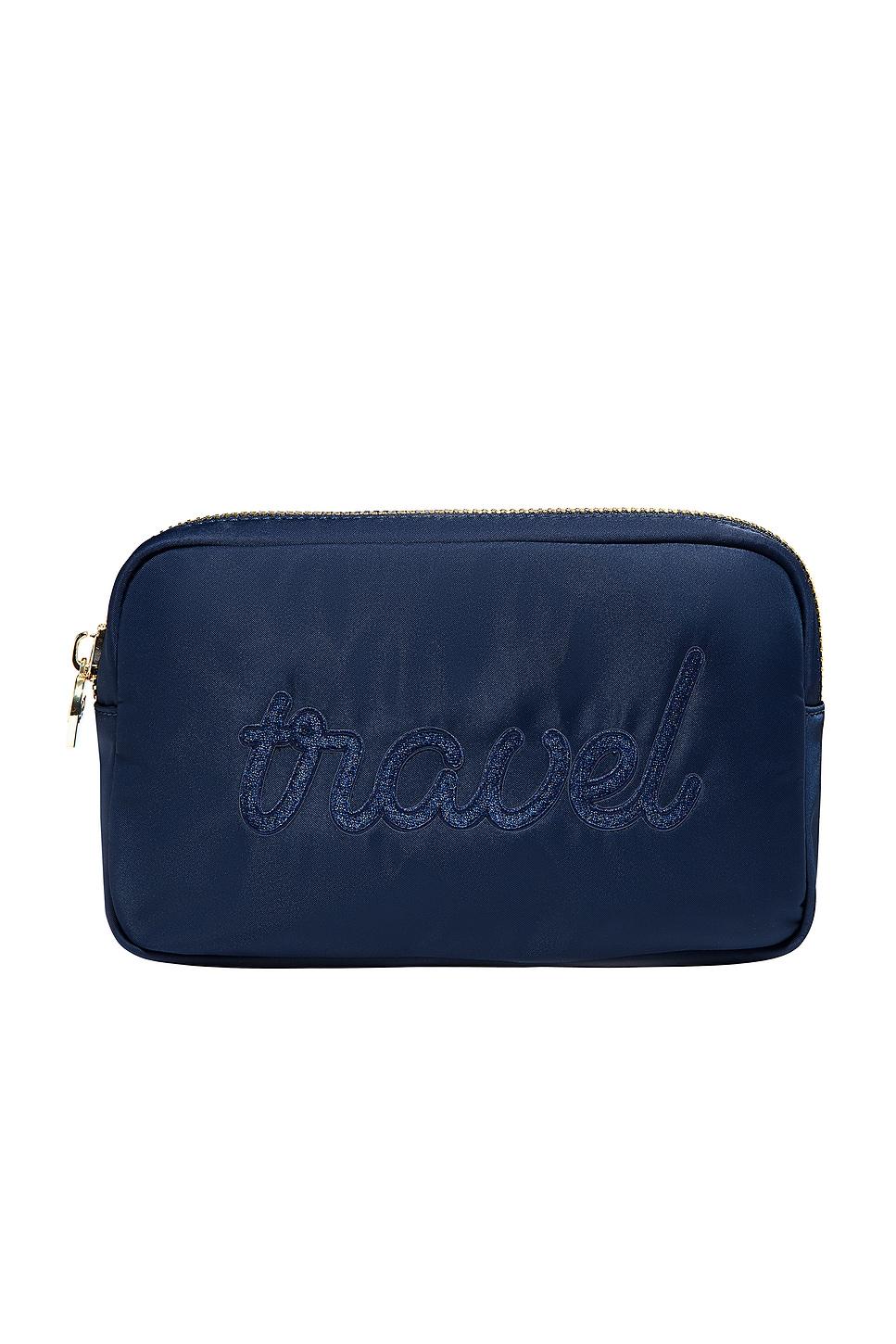 "travel" embroidered small pouch
