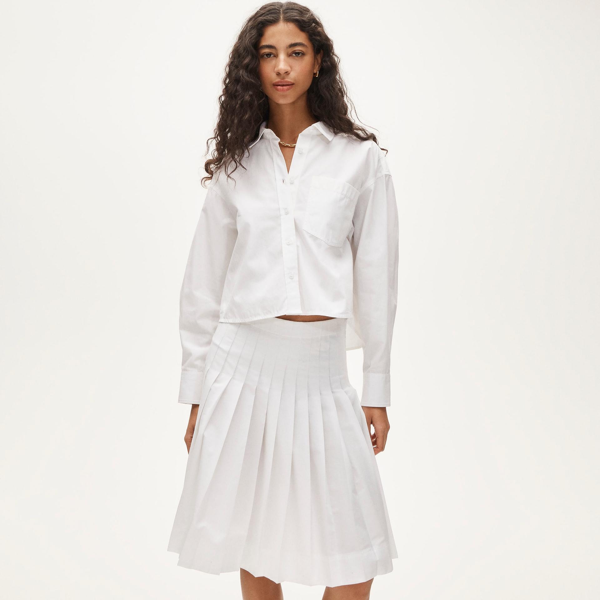 &eacute;tienne cropped button-up shirt in cotton poplin