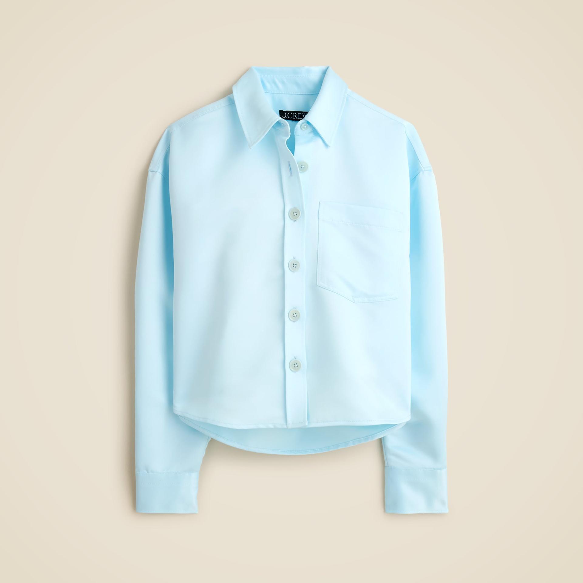 &eacute;tienne cropped button-up shirt in duchesse satin