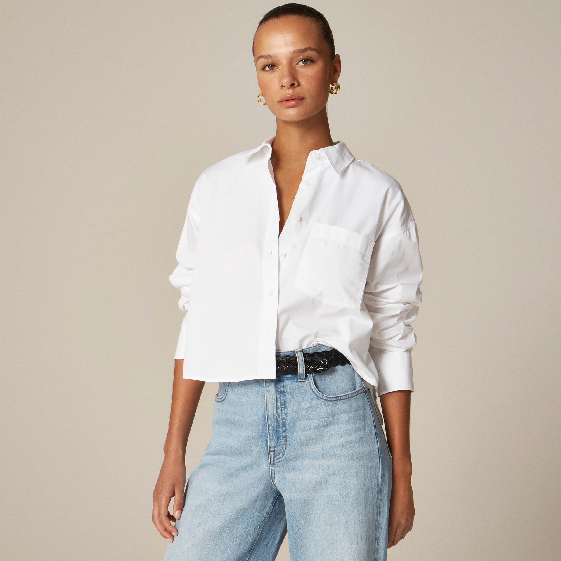 &eacute;tienne cropped button-up shirt in embellished cotton poplin