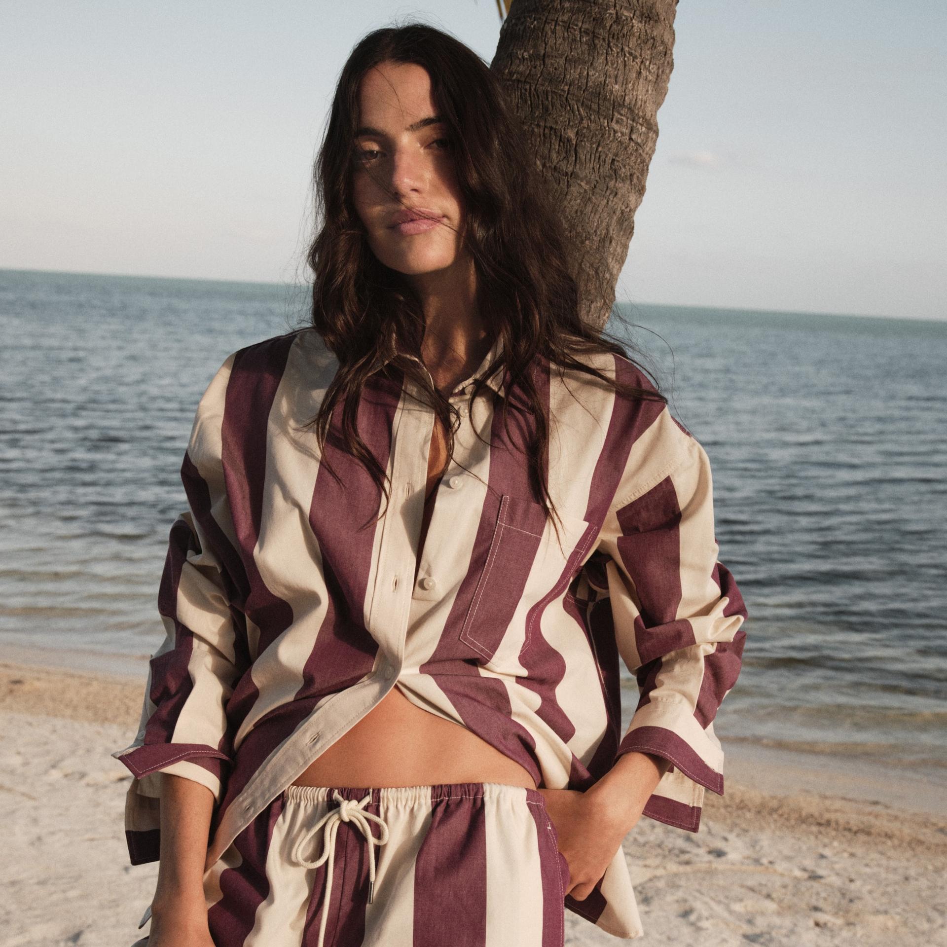 &eacute;tienne oversized shirt in striped cotton poplin