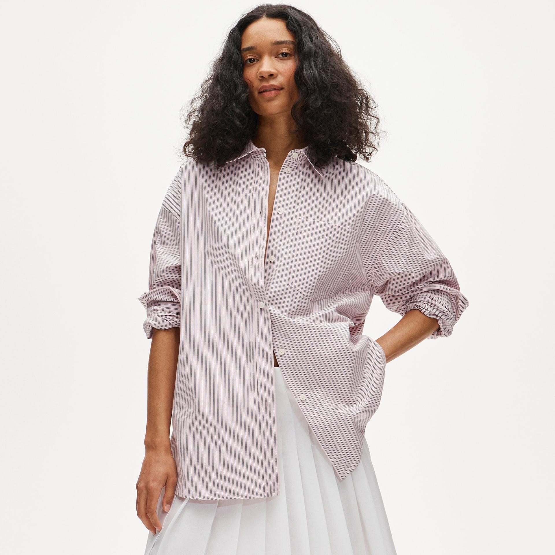 &eacute;tienne oversized shirt in striped cotton poplin