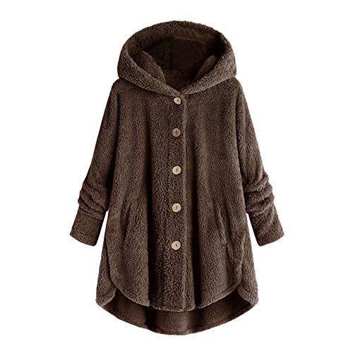 , short jackets for women, fall coats for women 2024 tredny fleece warm pajamas tops long sleeve baggy hooded cardigan jackets outdoor, coffee,xx-large