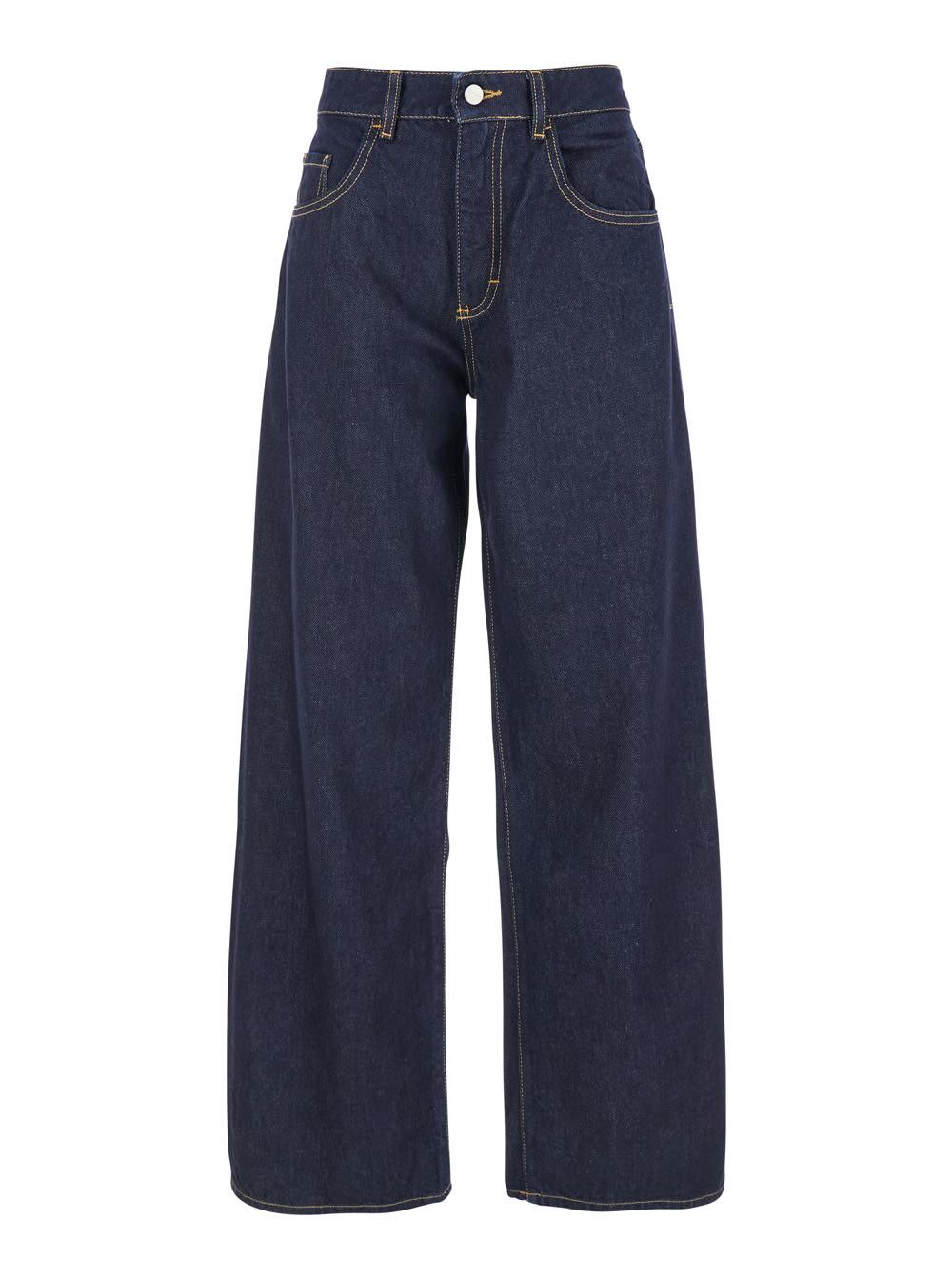 'daddy jean' blue jeans with logo detail on the rear and logo patch on the rear in denim woman