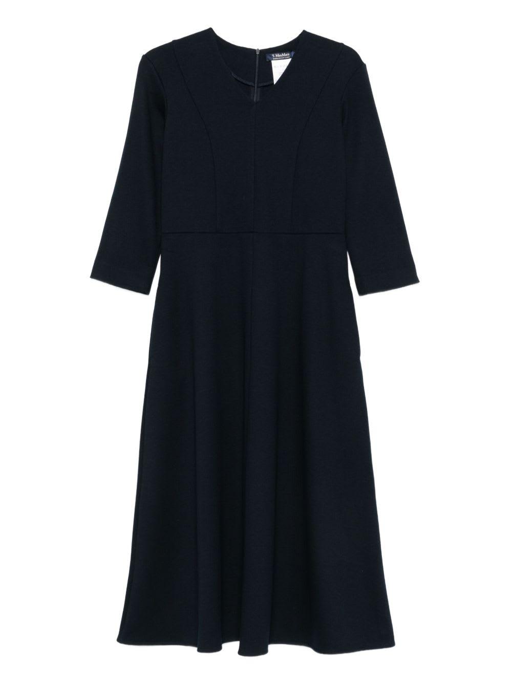 's max mara's max mara navy blue flared dress