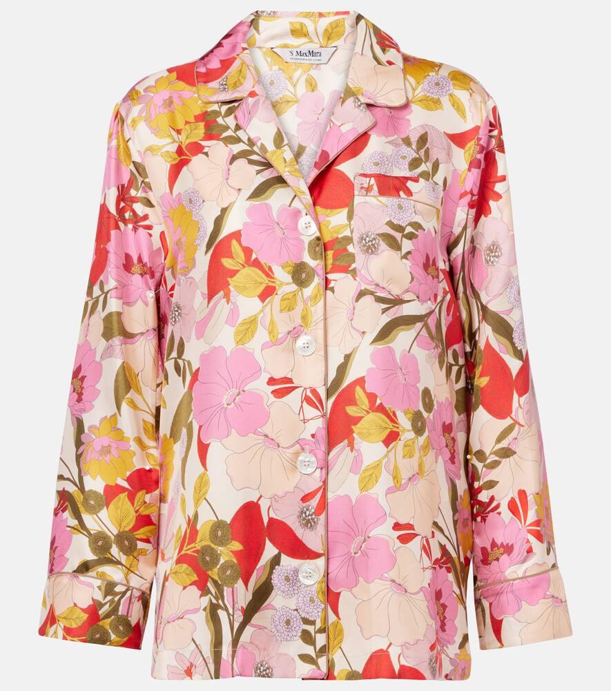 's max mara alan floral silk satin shirt