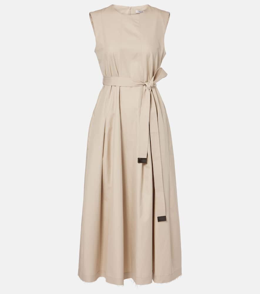 's max mara amina pleated cotton midi dress