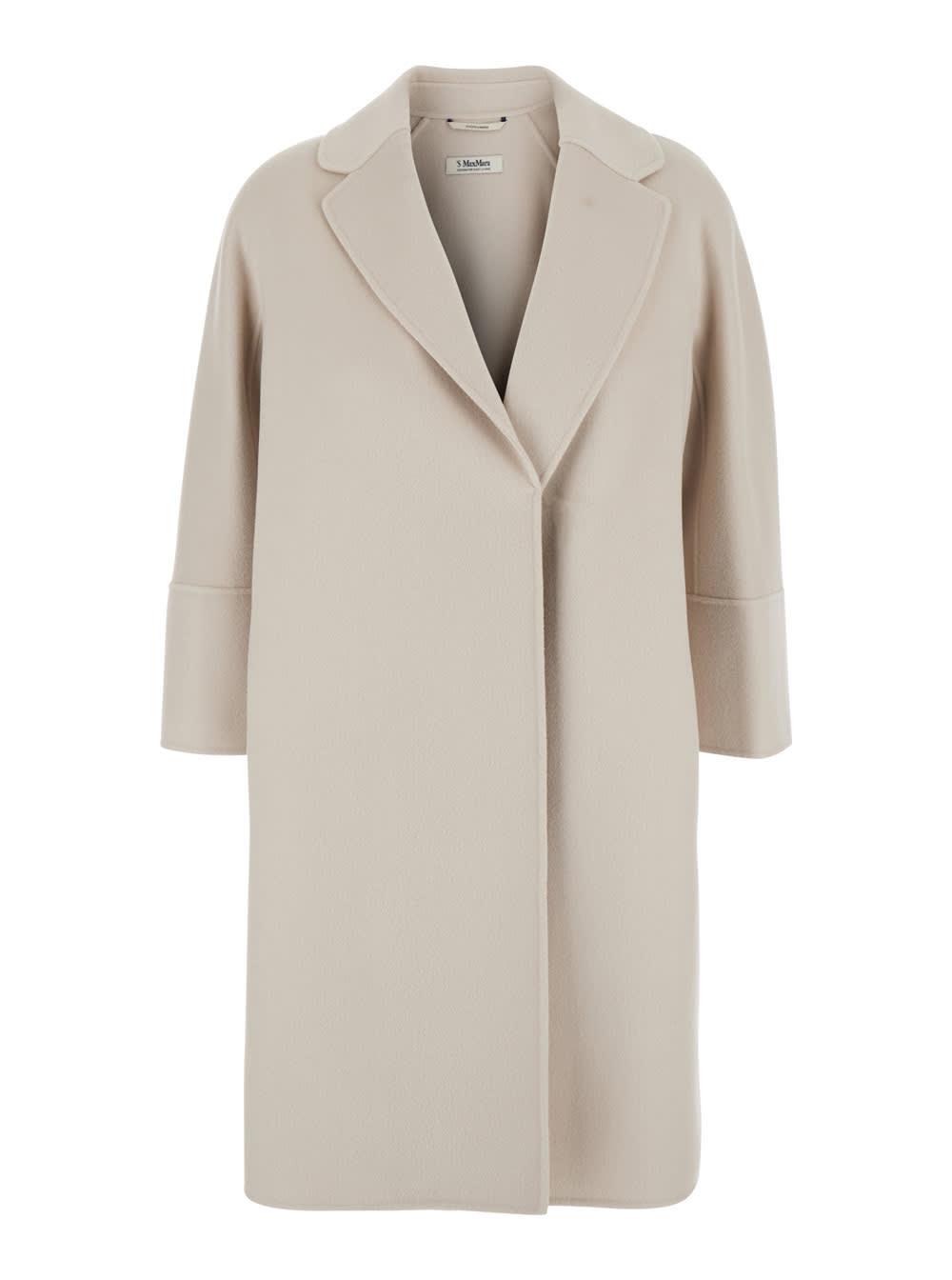 's max mara arona off-white coat with classic lapels in virgin wool woman