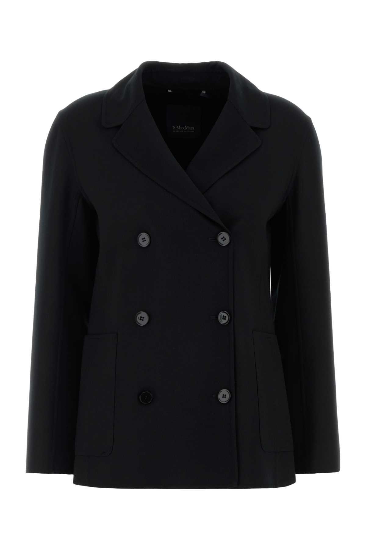 's max mara black stretch wool fiore blazer