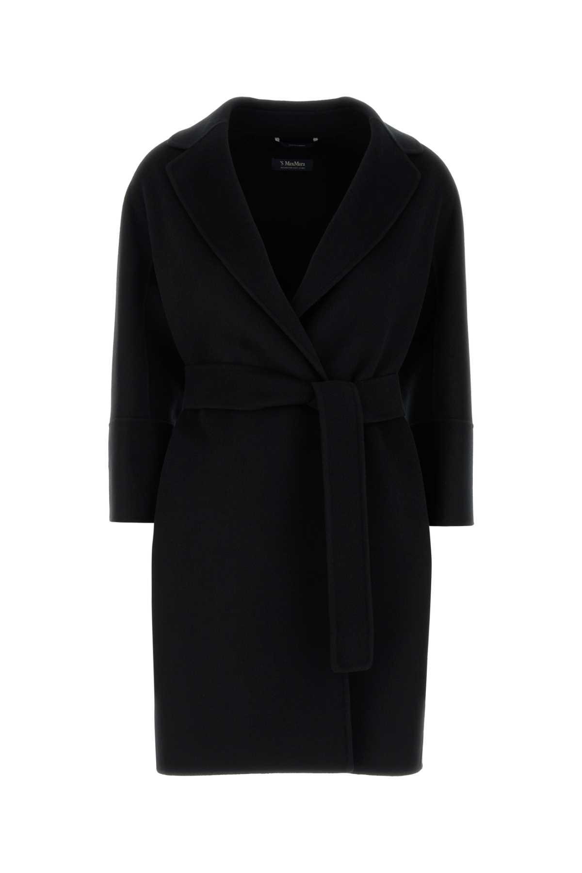 's max mara black wool arona coat