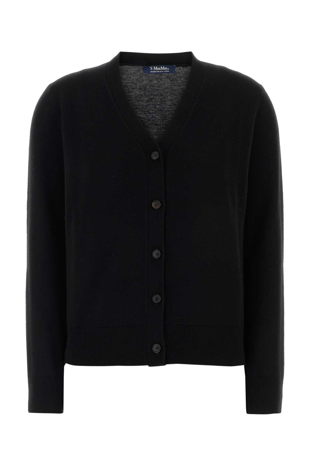 's max mara black wool ribes cardigan