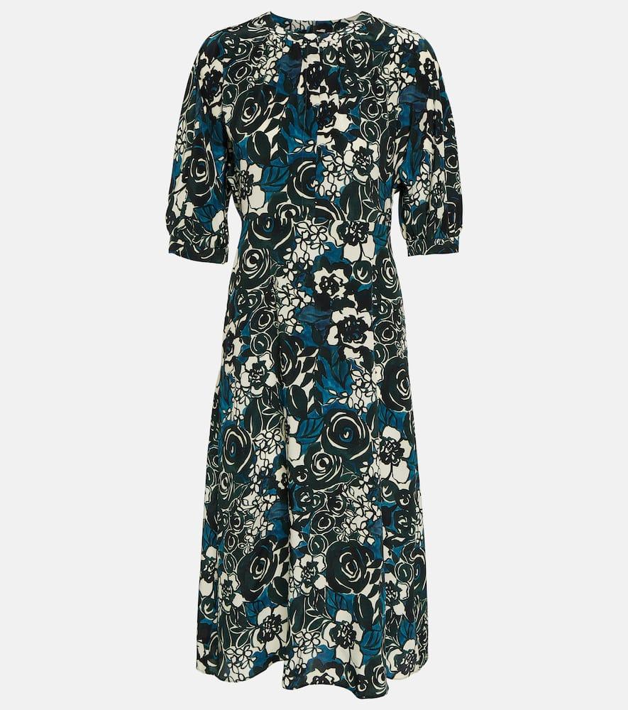 's max mara bronzo floral silk crêpe midi dress
