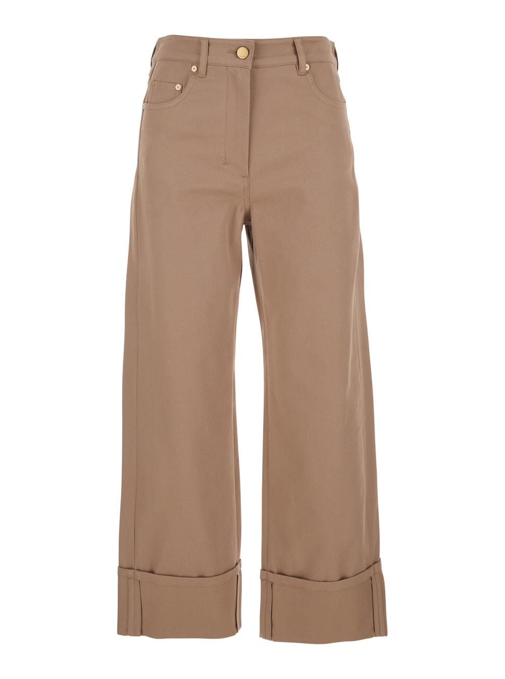 's max mara cervia beige five pocket pants with turn-ups in cotton woman