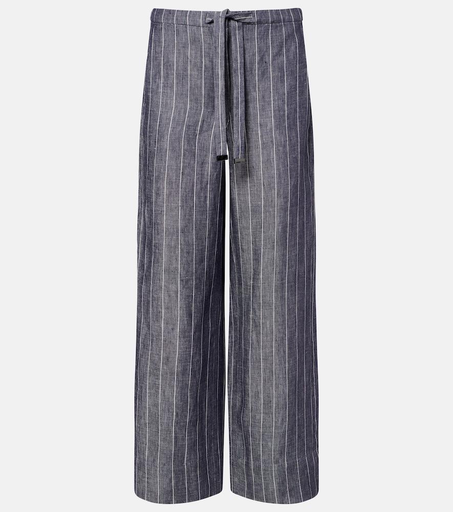 's max mara cresta pinstripe linen wide