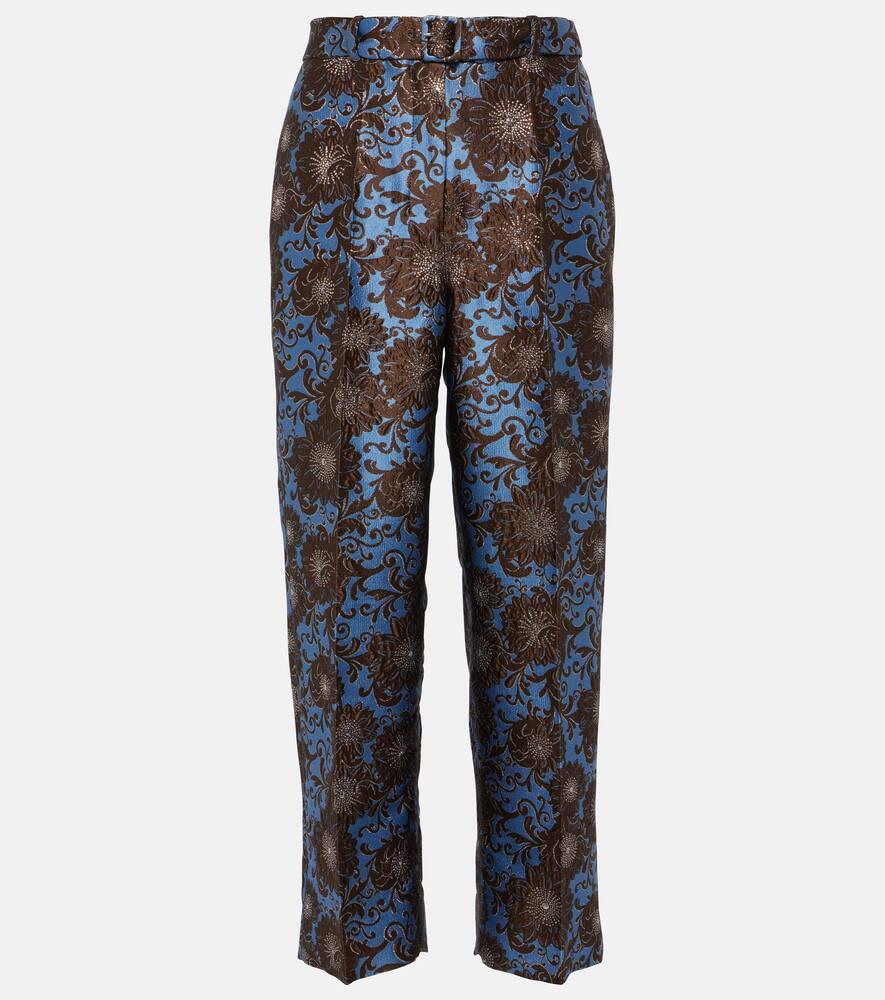 's max mara elio floral jacquard straight pants
