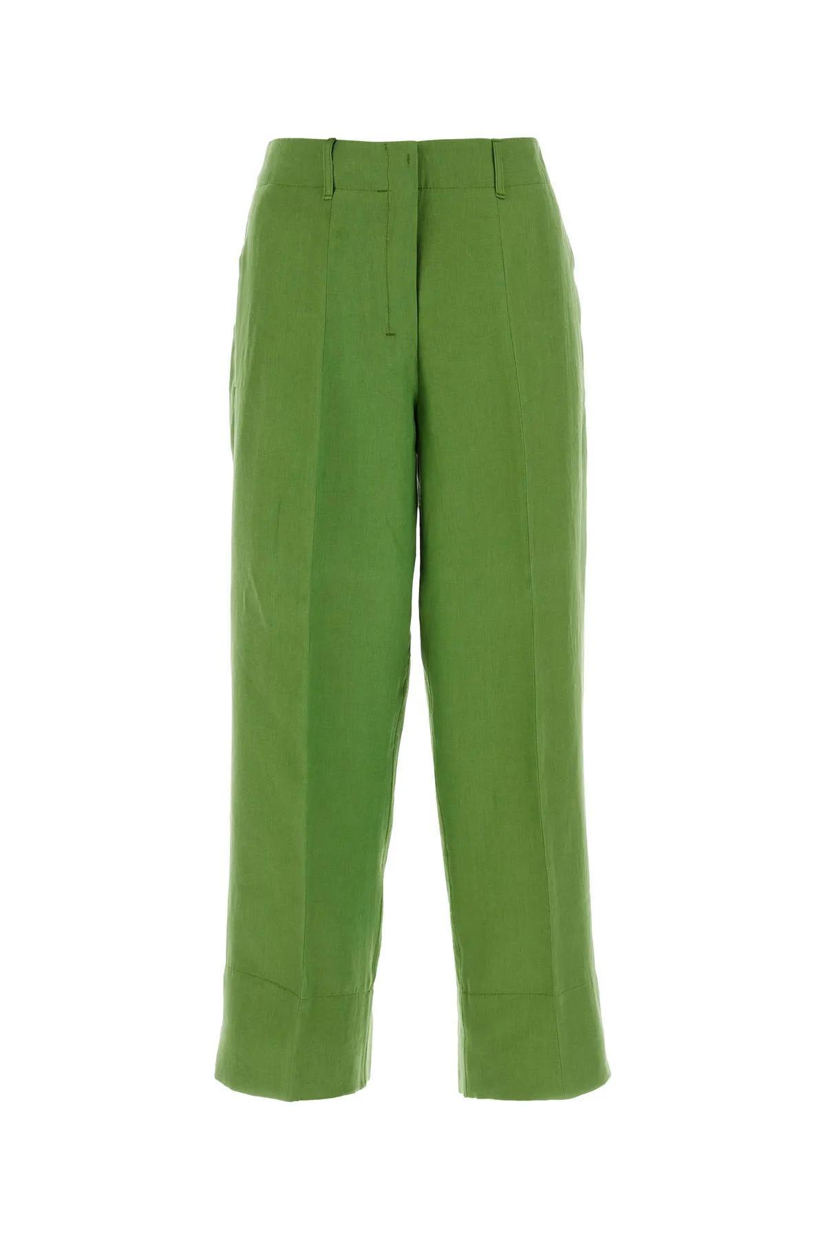 's max mara grass green linen rebecca pant