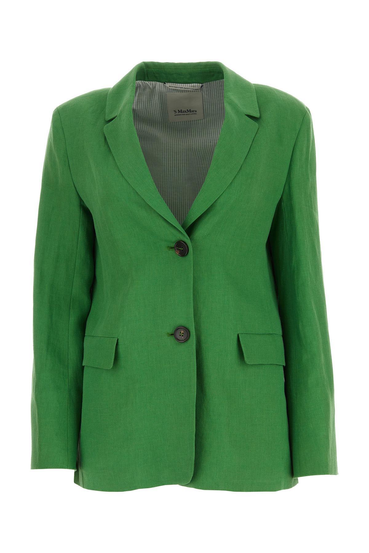 's max mara grass green linen sofia blazer