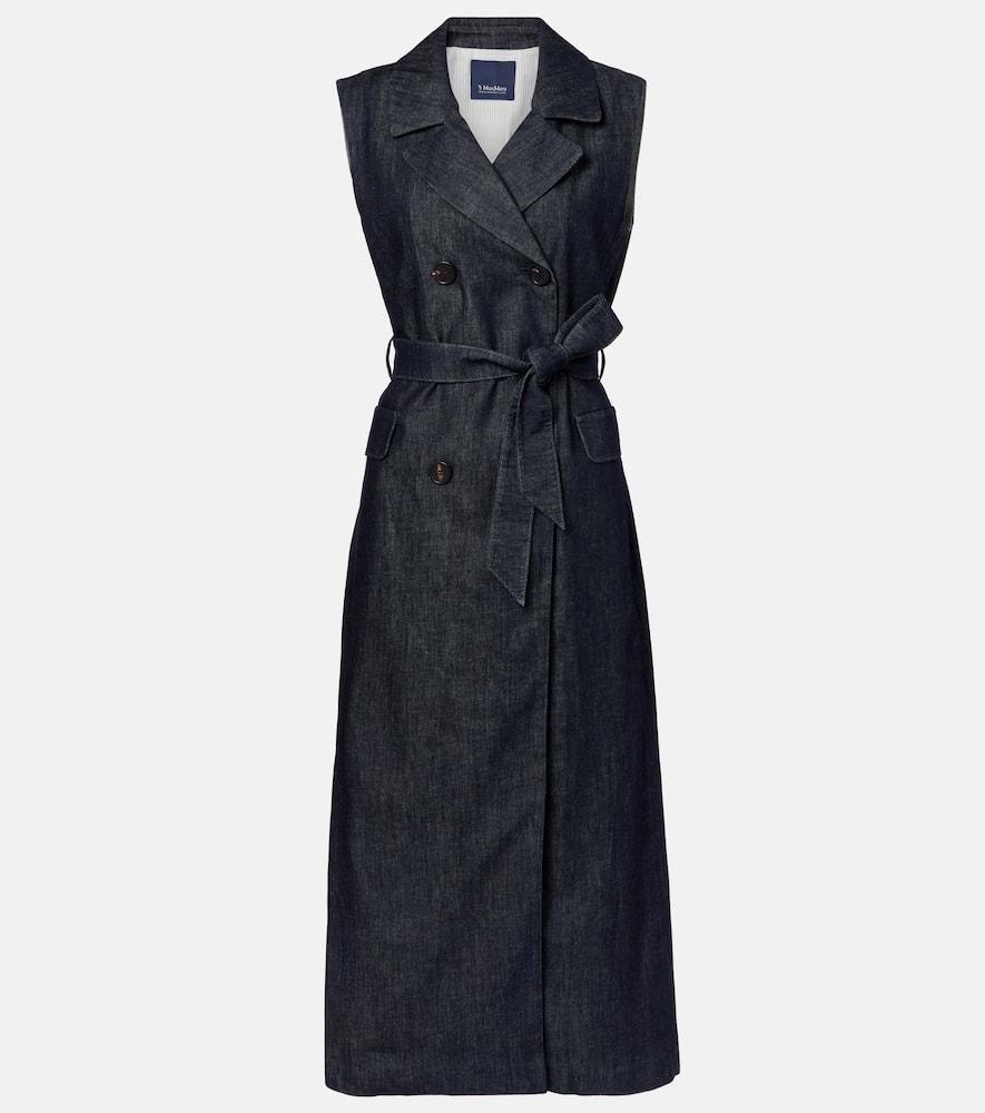 's max mara greta belted denim maxi dress