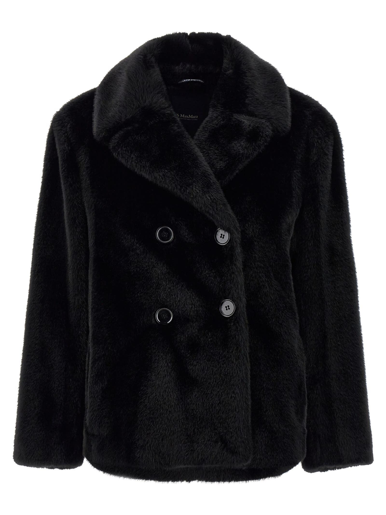 's max mara laura faux fur coat