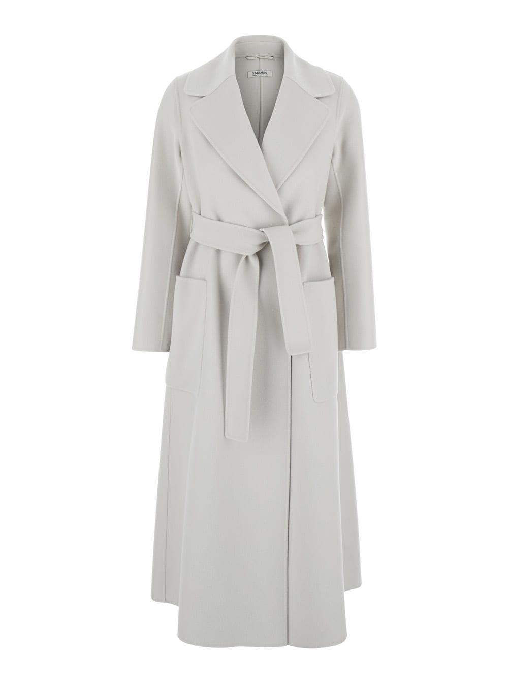 's max mara paolore white double-breasted coat with peak revers in virgin wool woman
