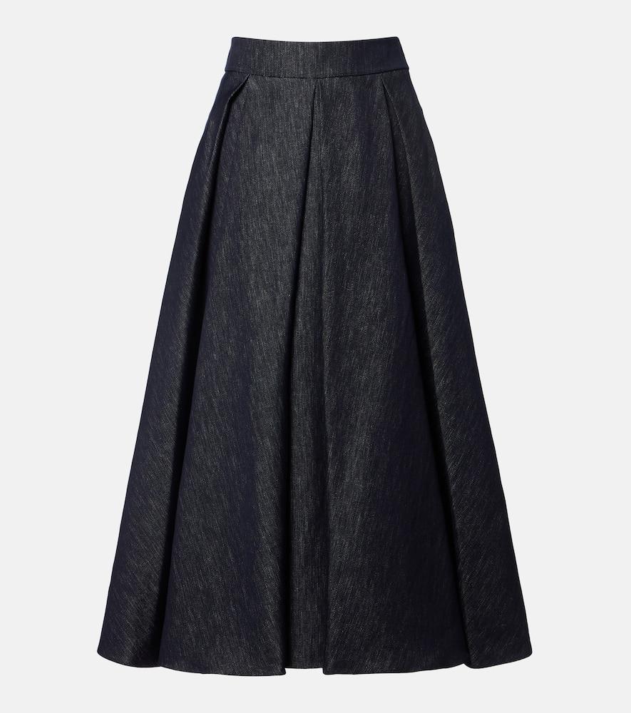 's max mara pleated denim midi skirt