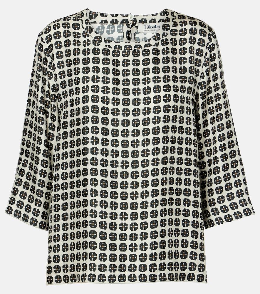 's max mara ribes checked silk top