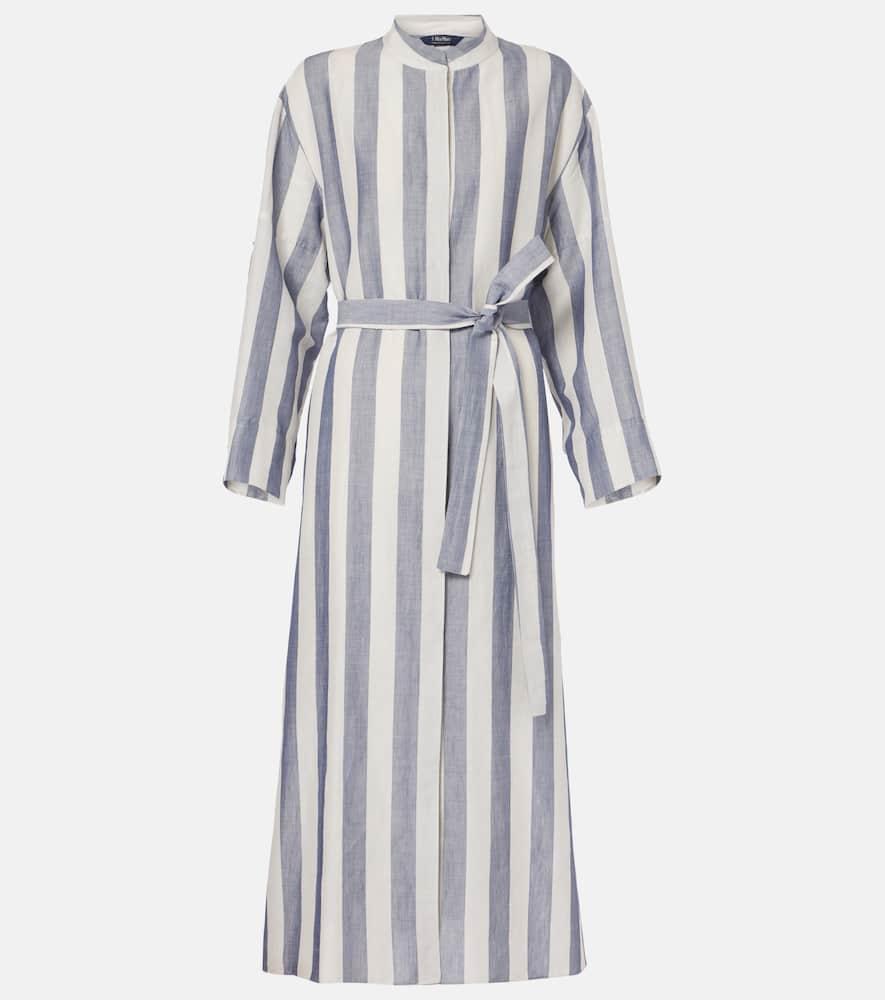 's max mara rima striped ramie and cotton midi dress