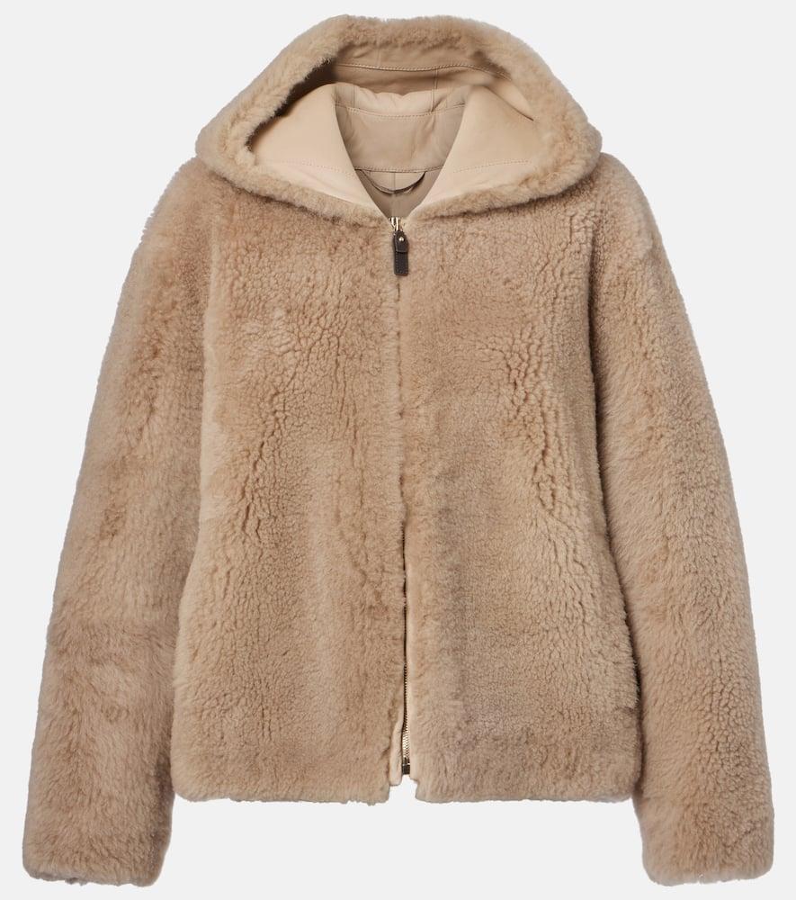 's max mara sole hooded shearling jacket