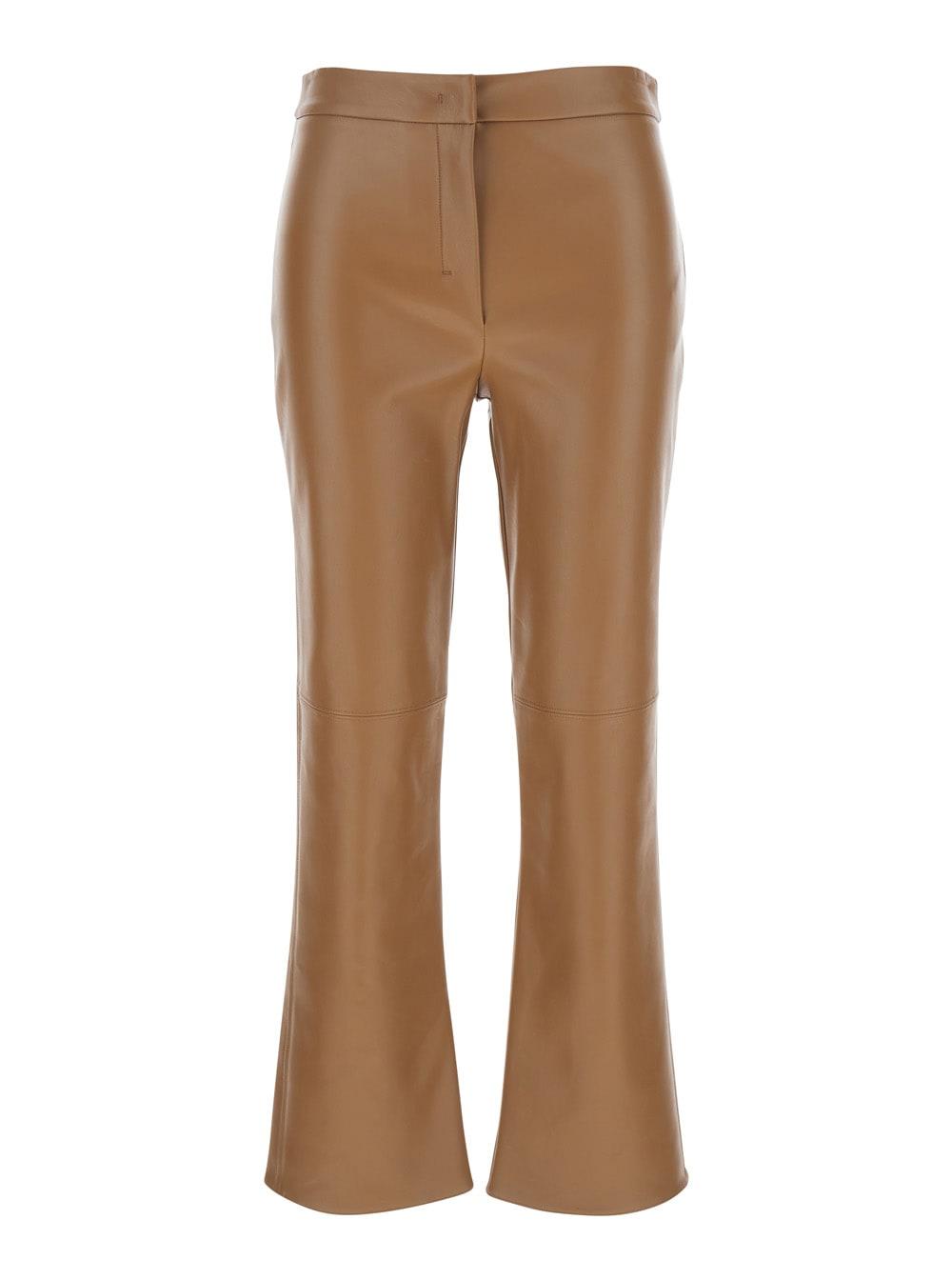 's max mara sublime brown flared pants in ecoleather woman