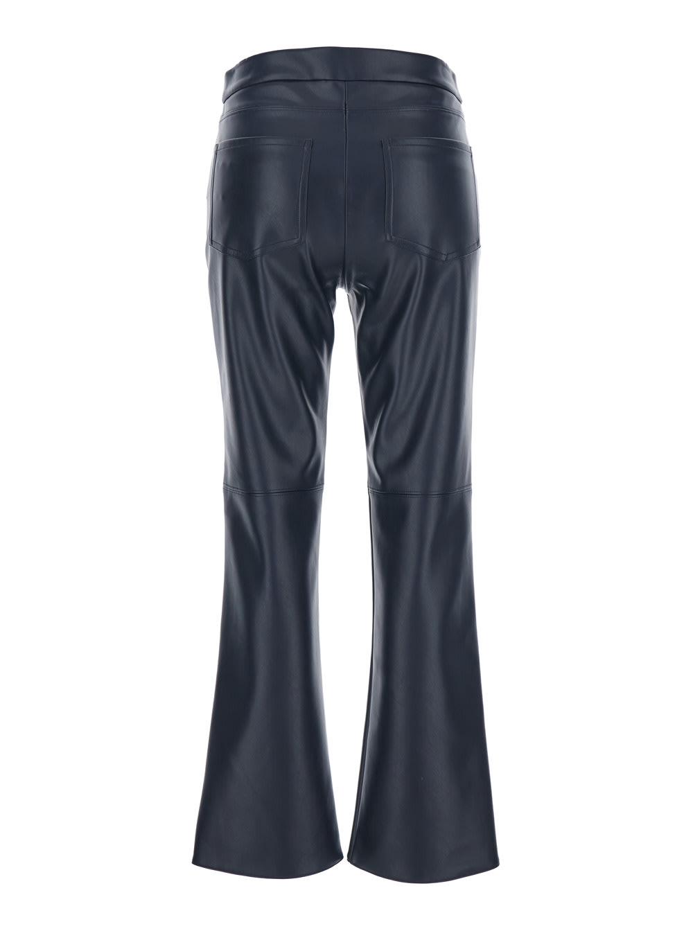 's max mara sublime dark blue pants with flared leg in eco leather woman