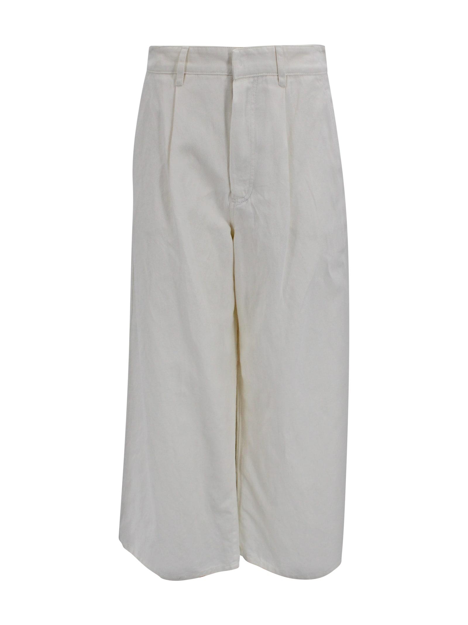 's max mara wide-leg cotton and linen trousers