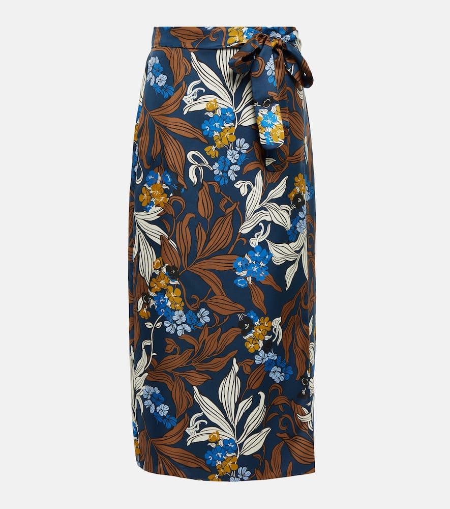 's max mara zante floral silk midi skirt