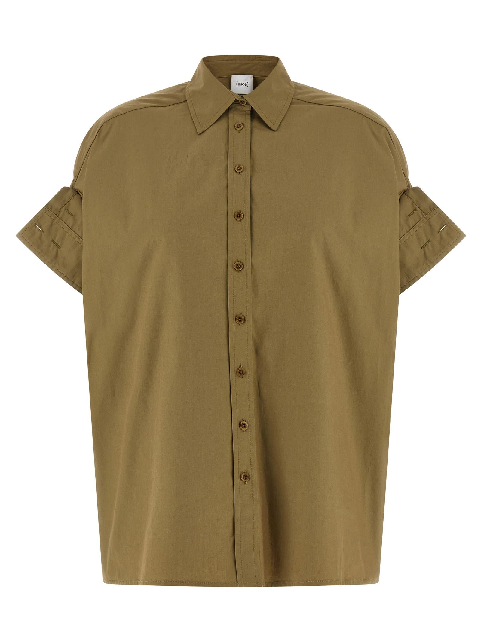 (nude) adjustable sleeve turn-up shirt