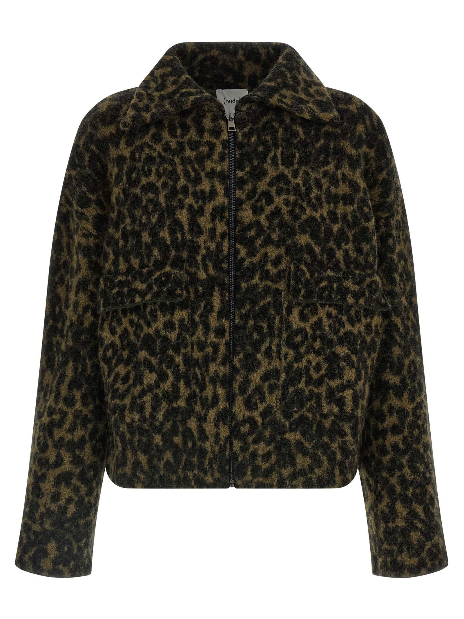 (nude) animalier bomber jacket