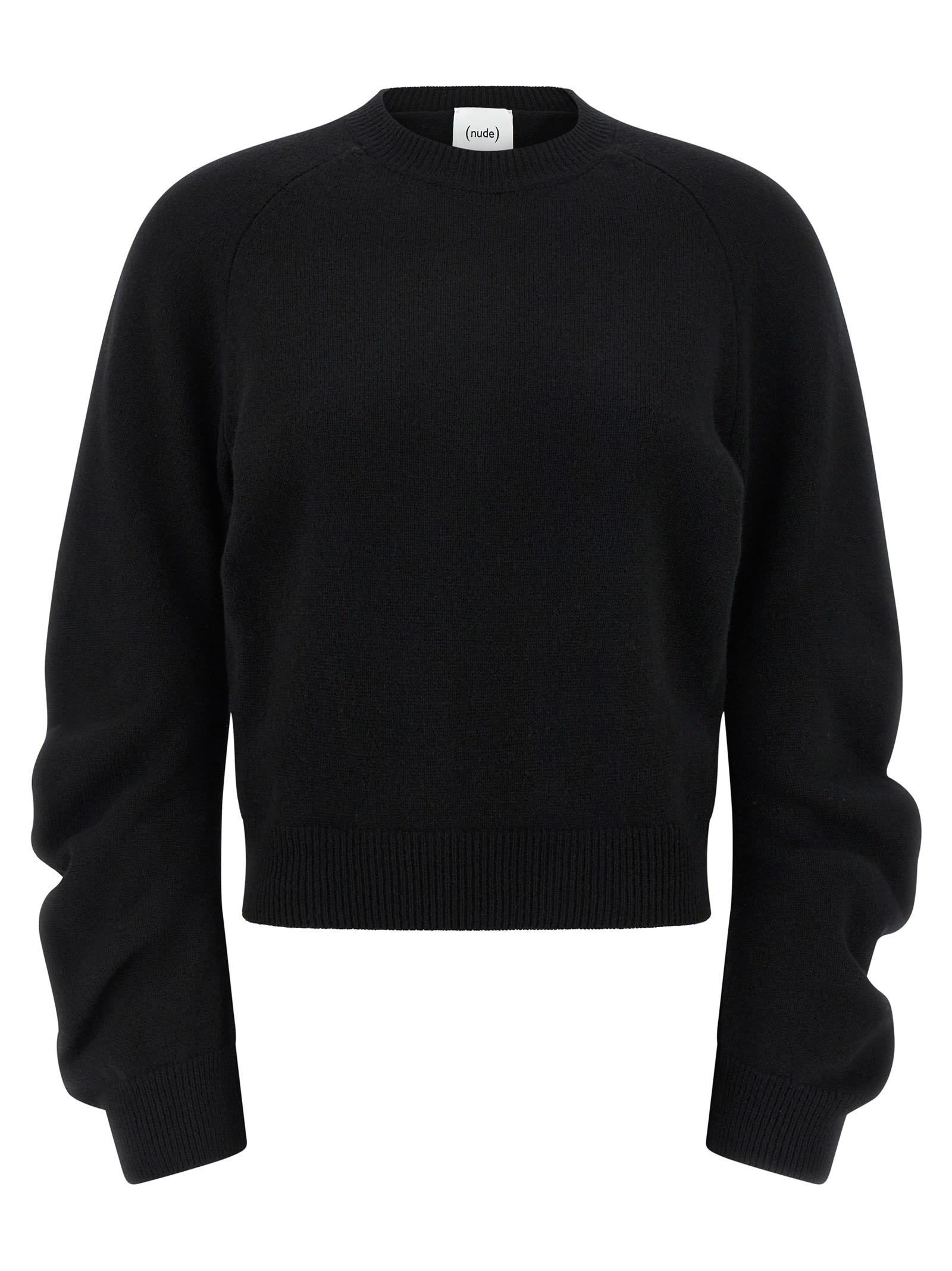 (nude) curved sleeve sweater