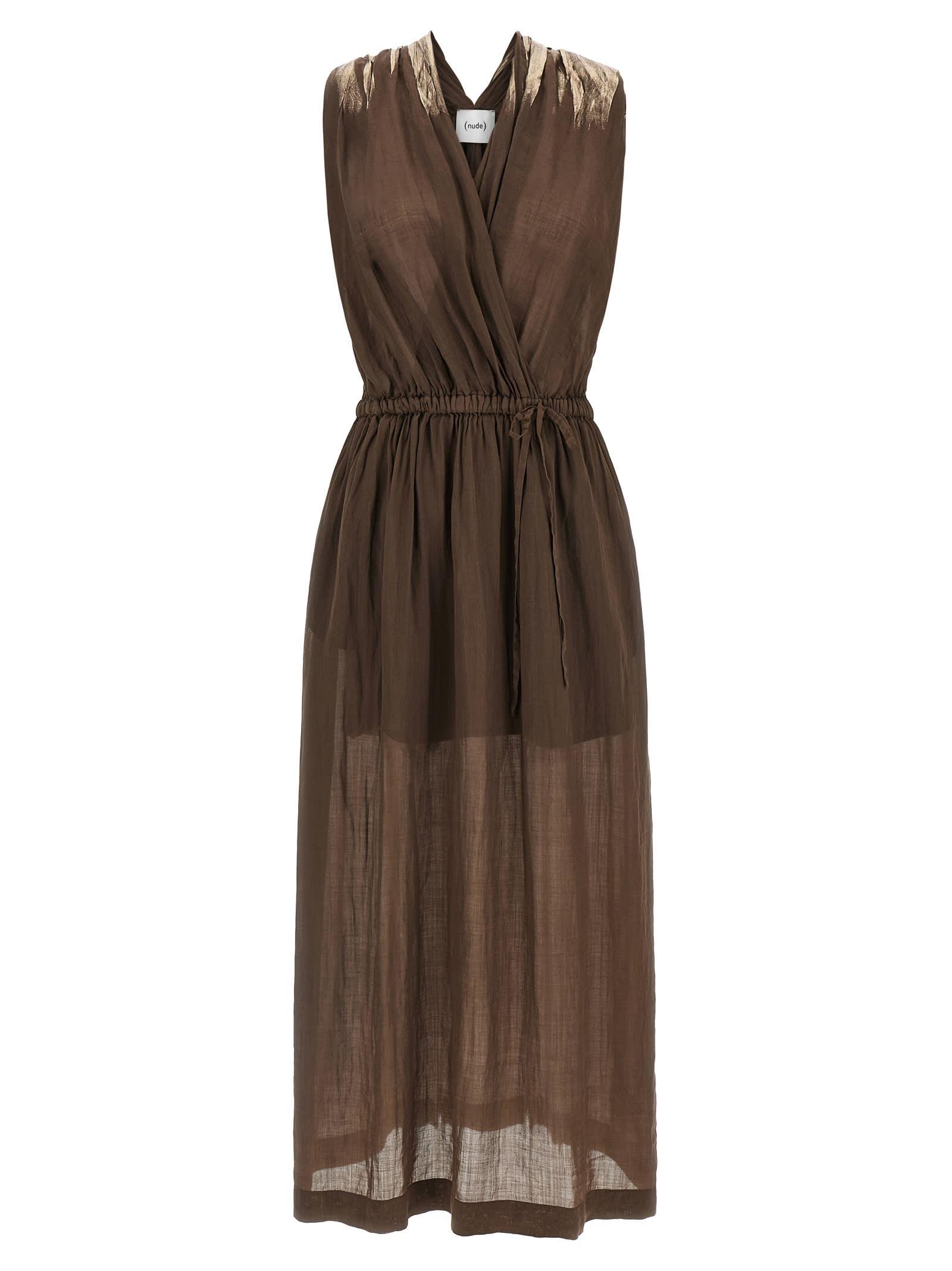 (nude) linen blend dress