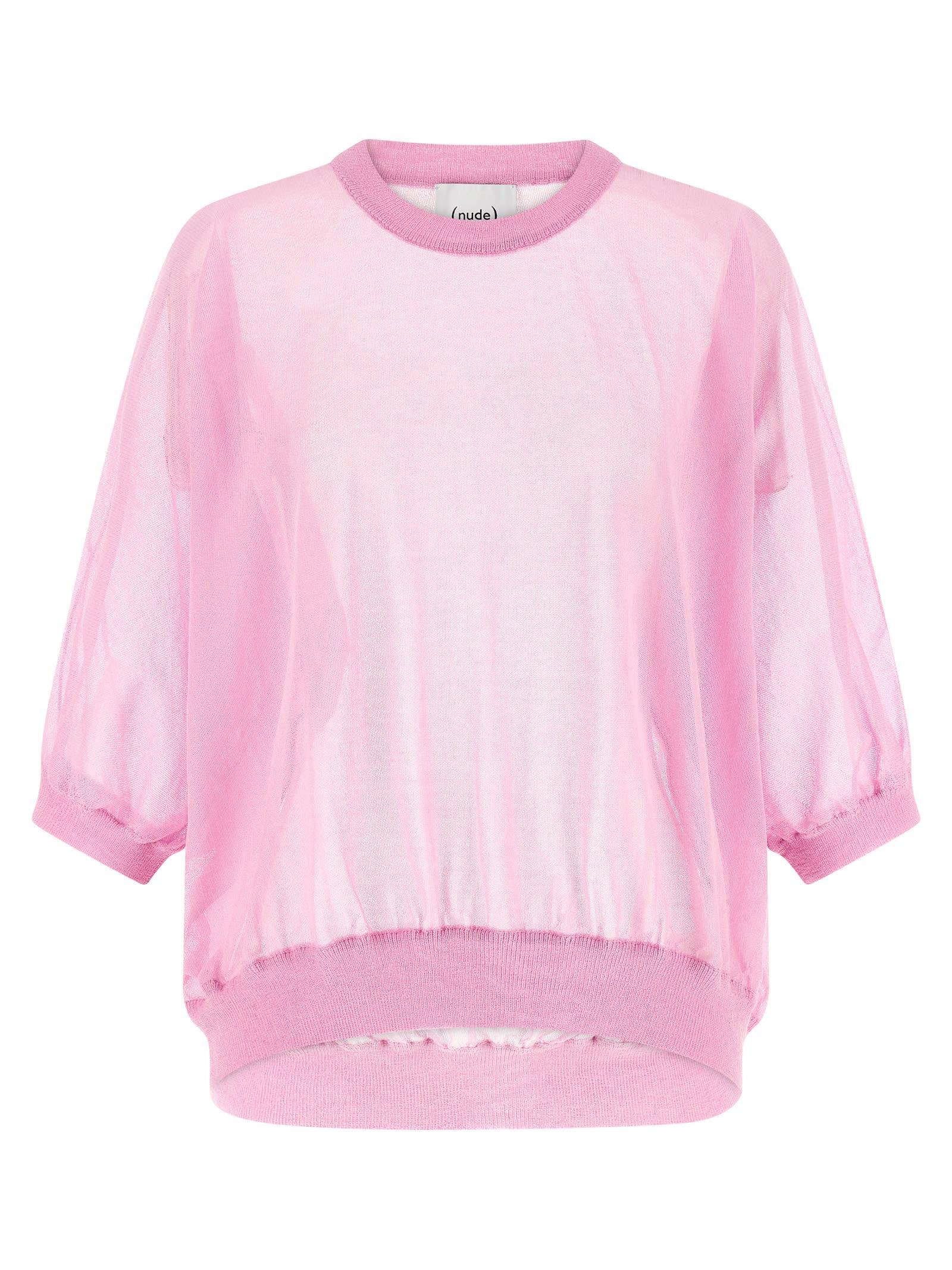 (nude) semi-sheer cotton sweater