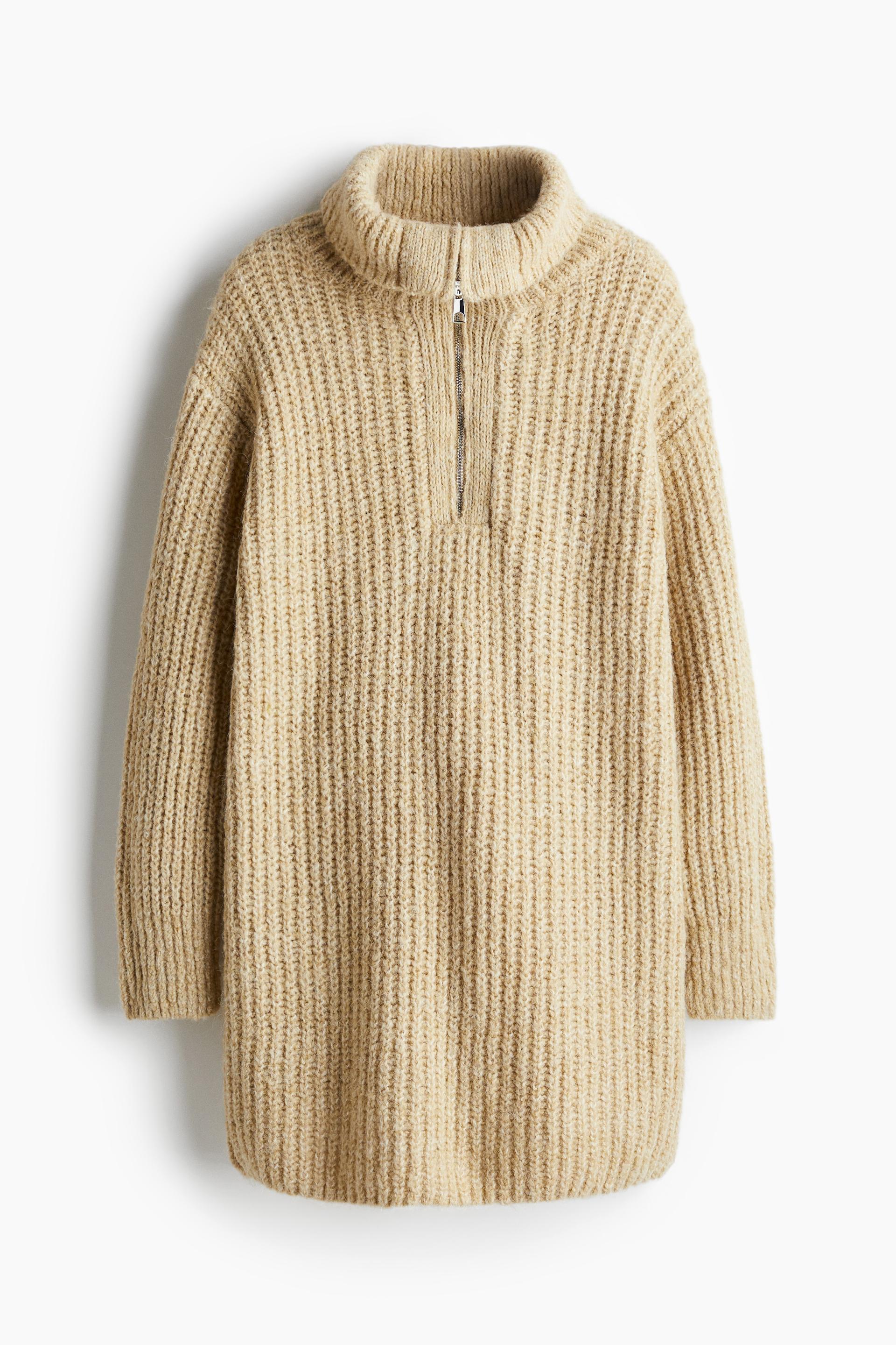 1/4-zip rib-knit dress
