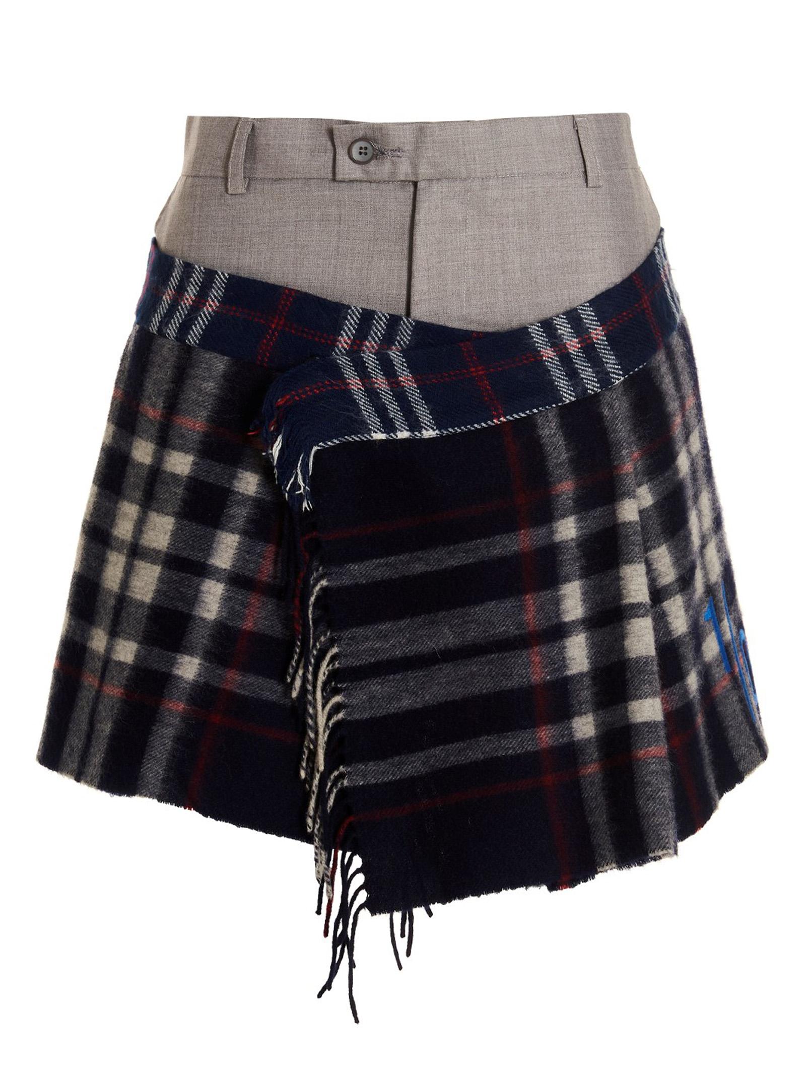 1/off check scarf reworked skirt multicolor wool - women