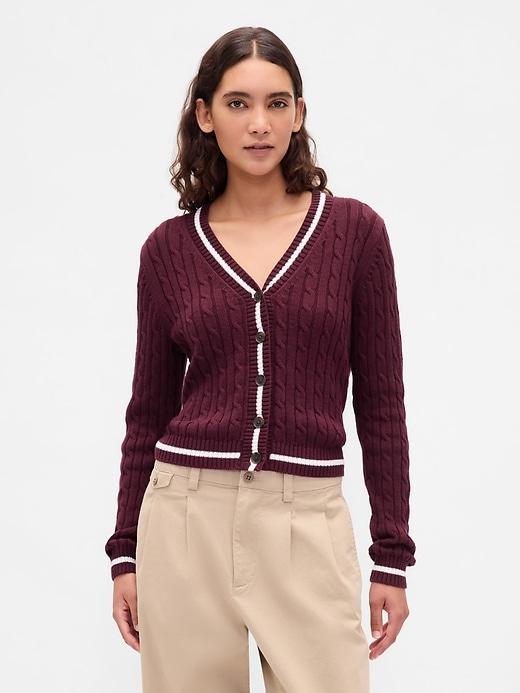 100% cotton cable-knit cardigan