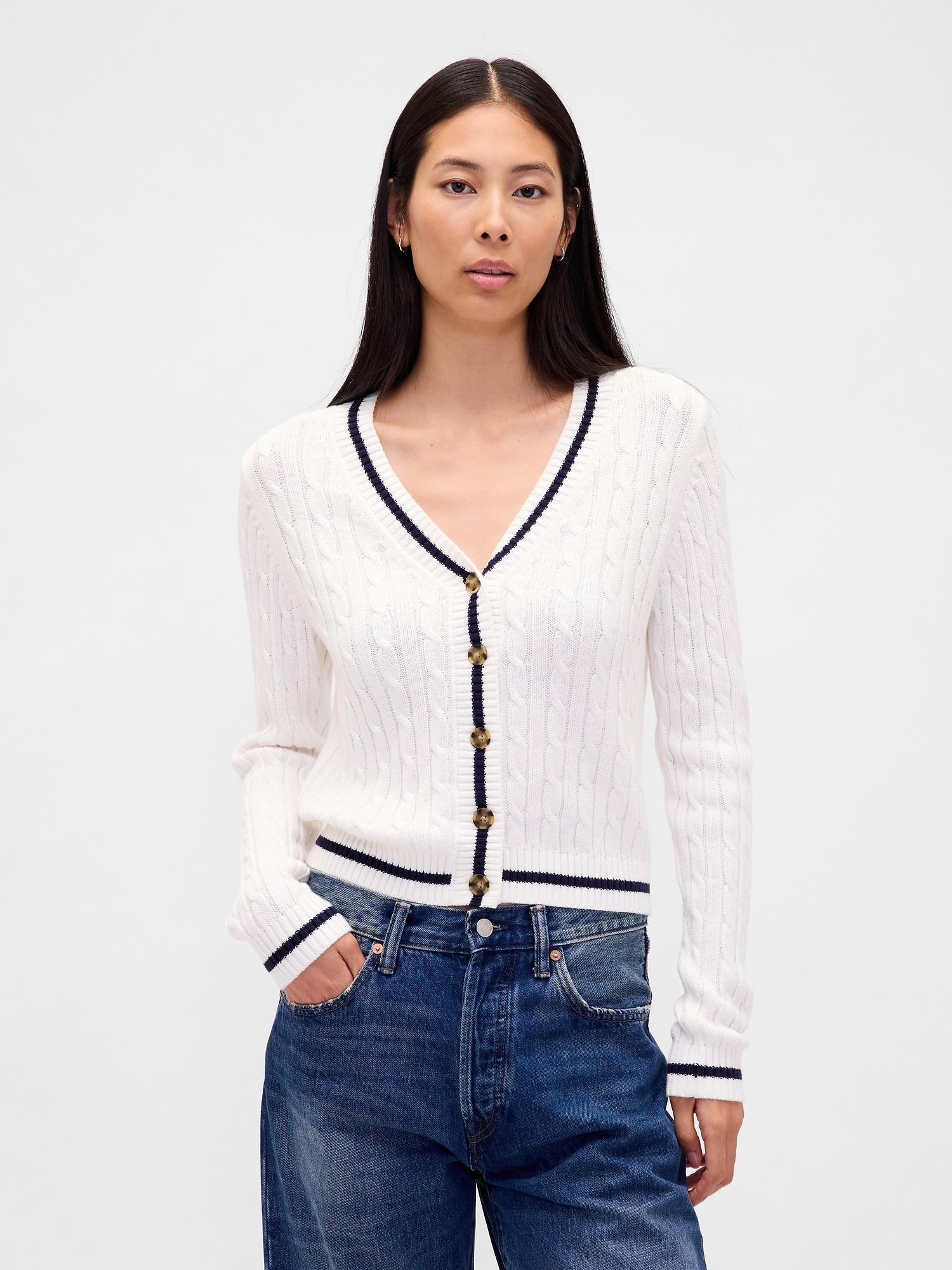 100% cotton cable-knit cardigan