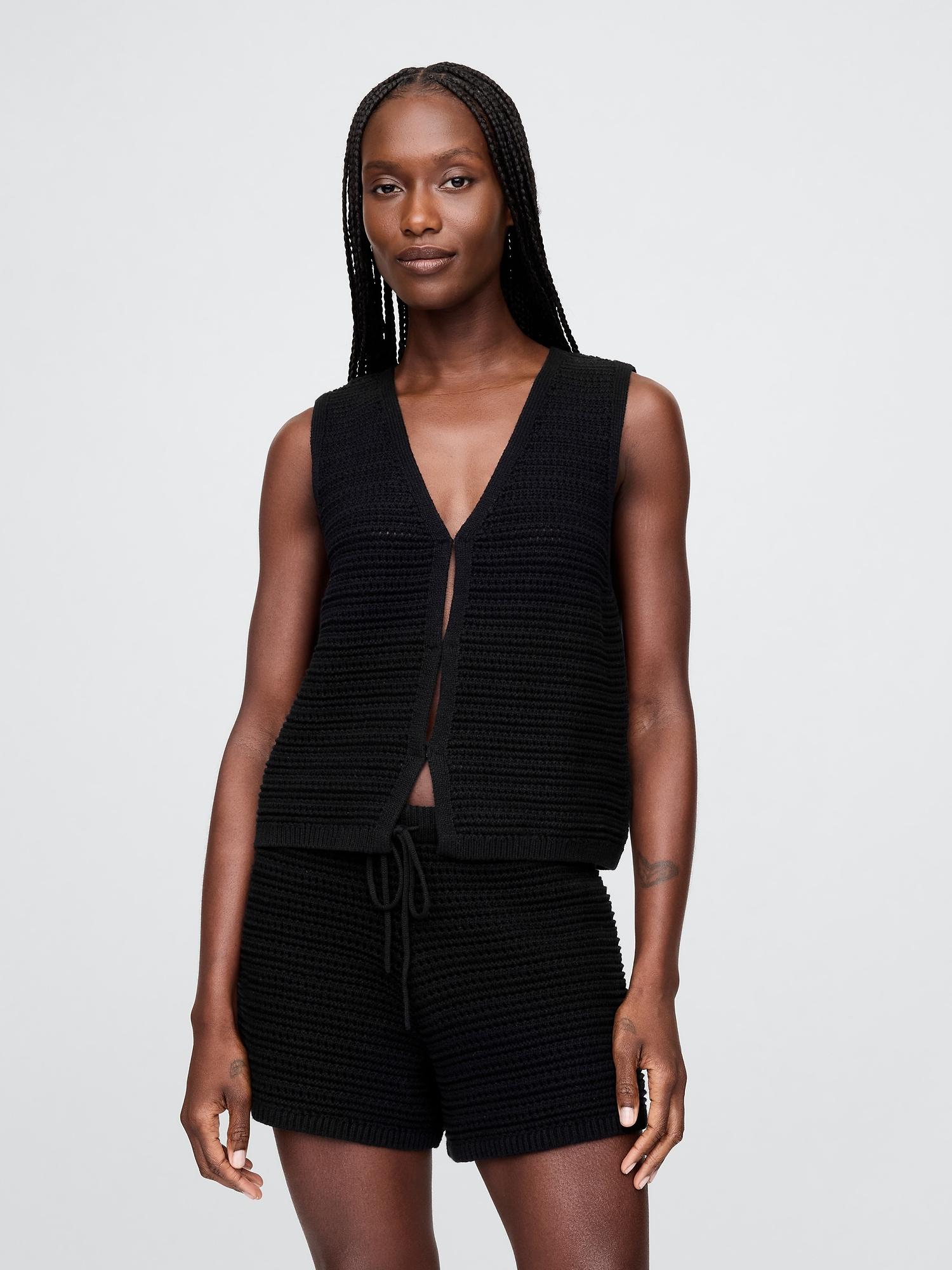 100% cotton crochet hook-front vest