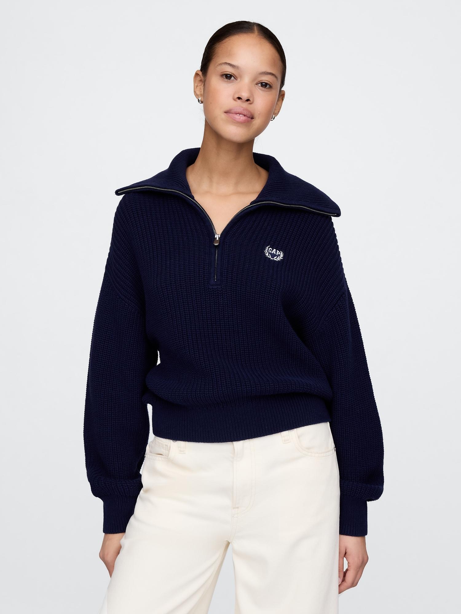 100% cotton half-zip pullover sweater