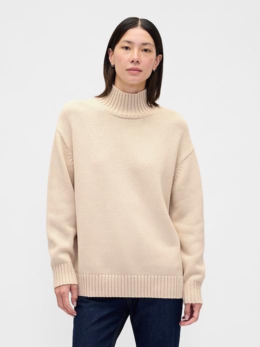 100% cotton oversized mockneck sweater