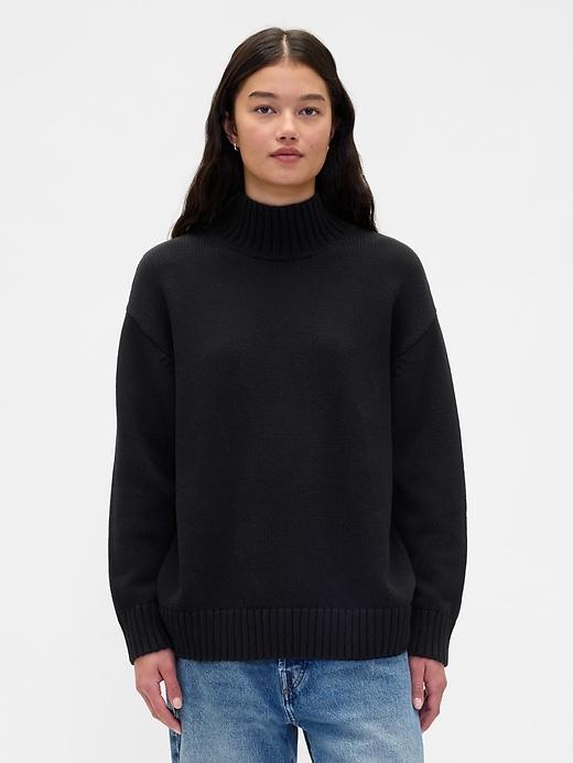 100% cotton oversized mockneck sweater