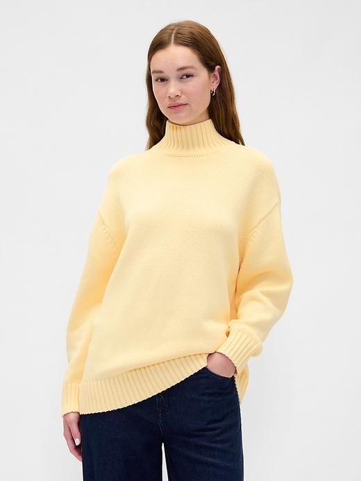 100% cotton oversized mockneck sweater