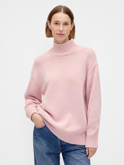 100% cotton oversized mockneck sweater