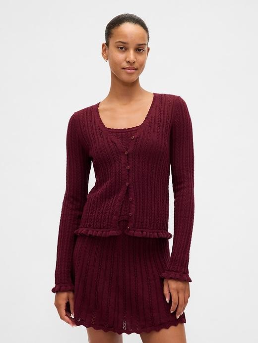 100% cotton pointelle cardigan